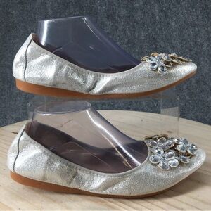 Chic Silver Foldable Flats with Floral Detail - size 42